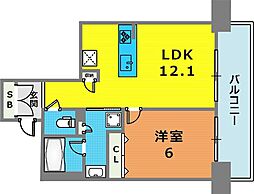 ワコーレKOBE元町通 1LDKの間取図画像