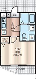 EVERA大倉山 1Kの間取図画像