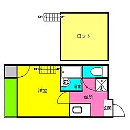 サンシティ大濠 1Kの間取図画像