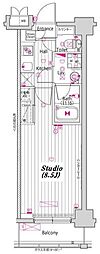 グランド・ガーラ門前仲町 1Kの間取図画像