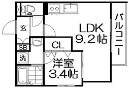 Reterasu光善寺 1LDKの間取図画像