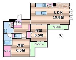 オルキデア クオーレ 2LDKの間取図画像