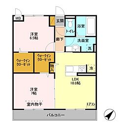 リリオコート 2LDKの間取図画像