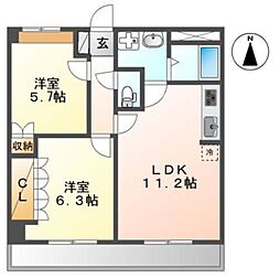 ブエナスエルテ 2LDKの間取図画像