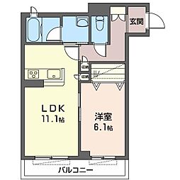 アトリエールII 2階1LDKの間取り