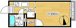 メゾン・ド・リヴィエール2 1Kの間取図画像
