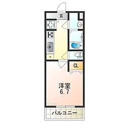ピリアなかもず 1Kの間取図画像