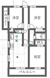 リレント谷塚 1LDKの間取図画像
