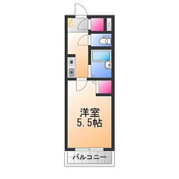 パークサイド八幡 1Kの間取図画像