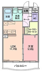 クレスト石上 1LDKの間取図画像