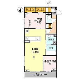 グランヴェールVII 2LDKの間取図画像