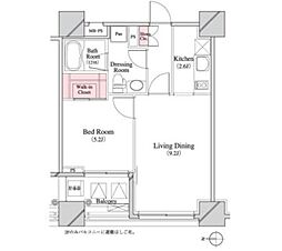 パークキューブ八丁堀 1LDKの間取図画像
