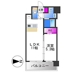 プレジオ八戸ノ里 1LDKの間取図画像