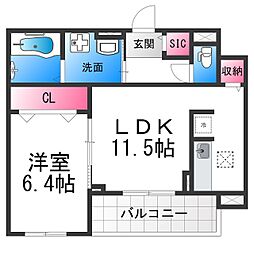 ラ・クロシェット 1LDKの間取図画像