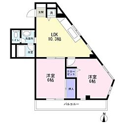 マルイビル 2LDKの間取図画像