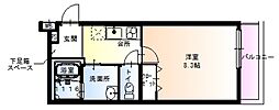 フジパレス放出5番館 1Kの間取図画像