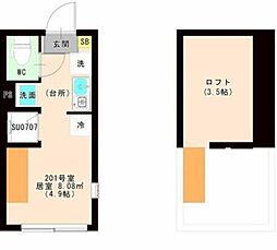 ＪＵＮＥ 2階ワンルームの間取り