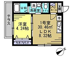 AJ北松戸6 1LDKの間取図画像