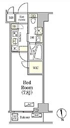 アジールコート品川中延サウス 7階1Kの間取り