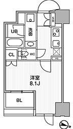 東神田テラスレジデンス 9階1Kの間取り