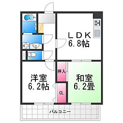 コート上野芝 2LDKの間取図画像