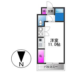 アリビオ北巽 ワンルームの間取図画像