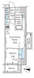 パークアクシス木場キャナルウエスト 1LDKの間取図画像