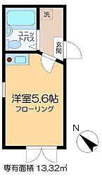 エルプレミア平井 ワンルームの間取図画像