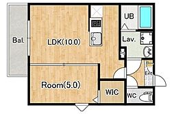 ジーメゾン福生熊川 1LDKの間取図画像