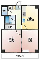 水野ビル 2DKの間取図画像