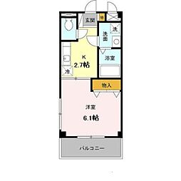 クレアール 1Kの間取図画像