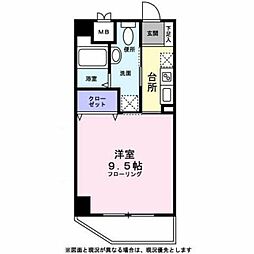 ルミエール・R 3階1Kの間取り