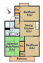 セジュール大島 2階3DKの間取り