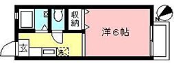 第1桜ヶ丘ハイム 1Kの間取図画像