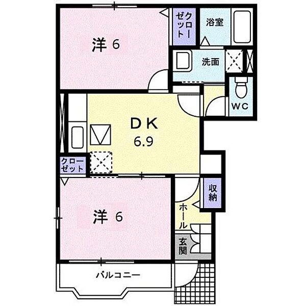 静岡県富士宮市淀師(賃貸アパート2DK・1階・46.22㎡)の写真 その2
