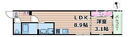 サンメイプル上新庄 1LDKの間取図画像