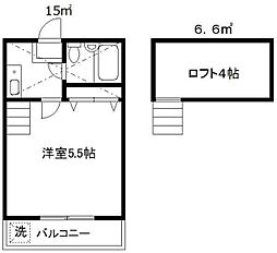 コーポ中野 1Kの間取図画像