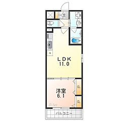 カサドラーダ九条烏丸 1LDKの間取図画像