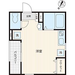 フォレックスコート本蓮沼 3階ワンルームの間取り