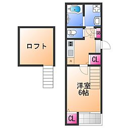 ビブレスト石津 1Kの間取図画像