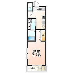 フジパレス杉本町6番館 1Kの間取図画像