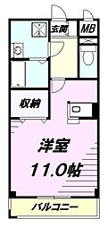 アンソレイニ ワンルームの間取図画像