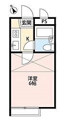 西武池袋線 狭山ヶ丘駅 徒歩8分の賃貸アパート 2階1Kの間取り