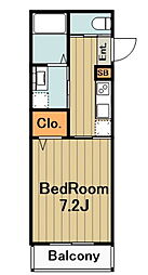 モリオンパレス 3階1Kの間取り