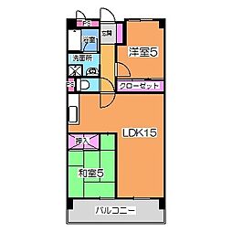 パークテラス北花田 2LDKの間取図画像