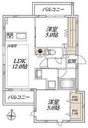 パストラル光が丘 2LDKの間取図画像