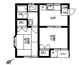 ドミールイワダテB 2DKの間取図画像