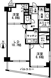 レジディア中落合 6階2LDKの間取り