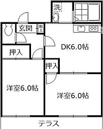 ゴートヴィラ 2DKの間取図画像