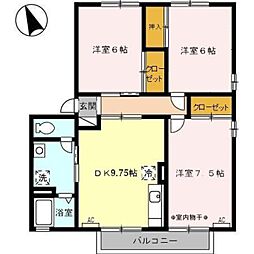 ヴァンコート1 3DKの間取図画像